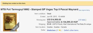 Illustration for article titled Rare Magic: The Gathering Tournament Card Sells For $14,900